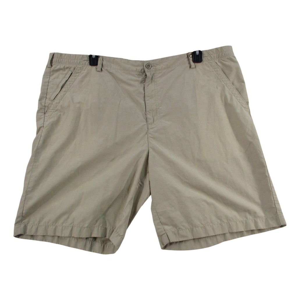 Lands End Mens Khaki Shorts Size 44 Tan Cotton Nylon Blend Elastic Waist Casual